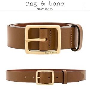 Rag & Bone Brown Boyfriend Leather Belt with Gold Buckle Sz XS 180$